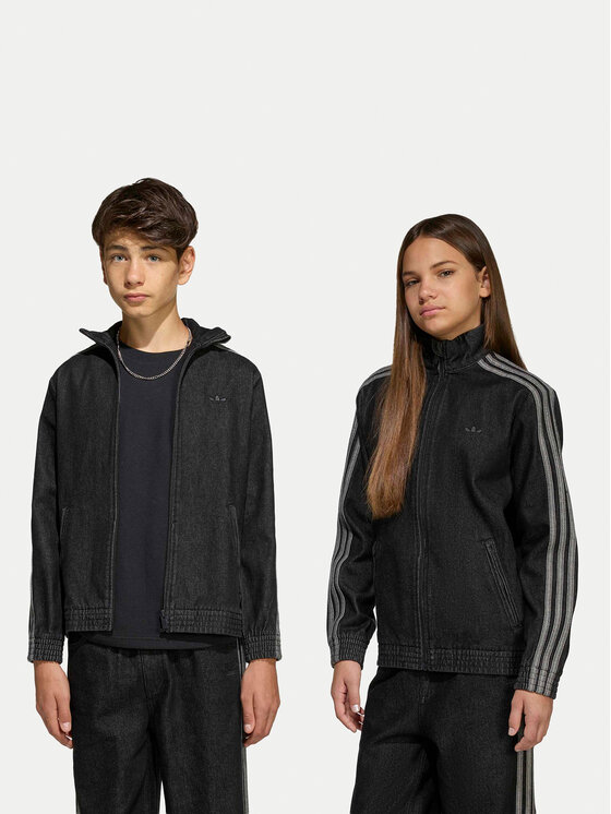adidas Geacă de blugi Firebird KE2965 Negru Loose Fit