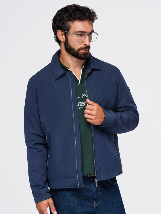 Ombre Ombre Kurtka przejściowa OM-JANP-0224 Granatowy Regular Fit
