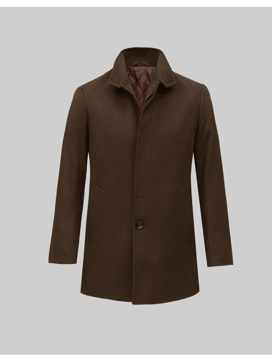 Borgio Borgio Płaszcz wełniany rivara_br Brązowy Slim Fit