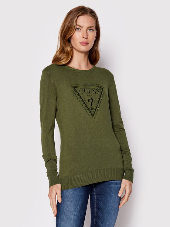 Guess Пуловер W2YR29 Z2NQ0 Зелен Regular Fit
