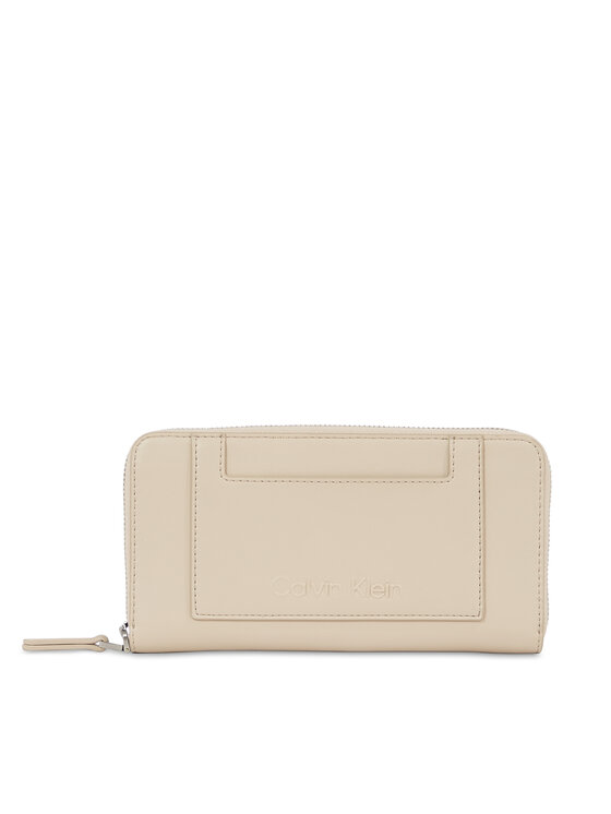 Calvin Klein Damen Geldbörse Ck Set Zip Around Large K60K611089 Beige, Größe 00
