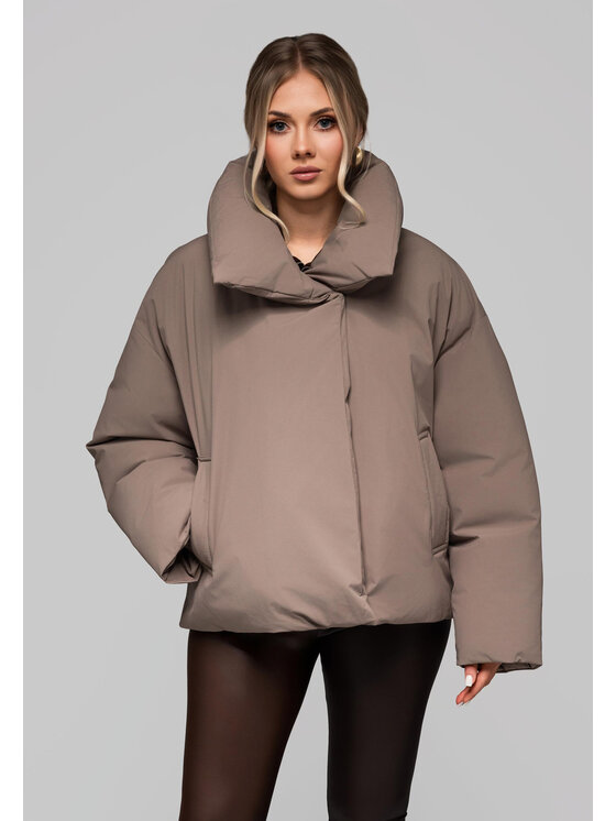 Ombre Ombre Kurtka damska OW-JALP-0101 Beżowy Regular Fit