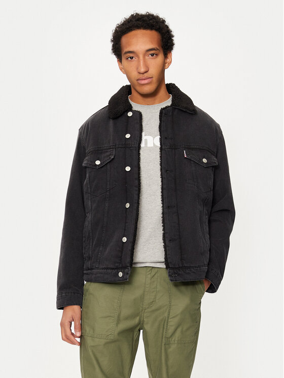 Schott NYC Schott NYC Jeansová bunda TRUCKSHERPA Šedá Regular Fit