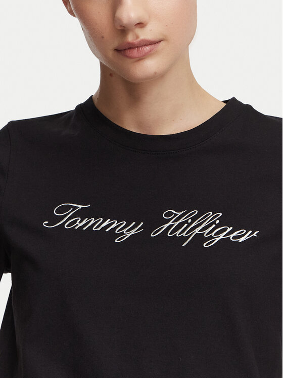 Tommy Hilfiger Tommy Hilfiger Majica Script WW0WW43459 Črna Regular Fit