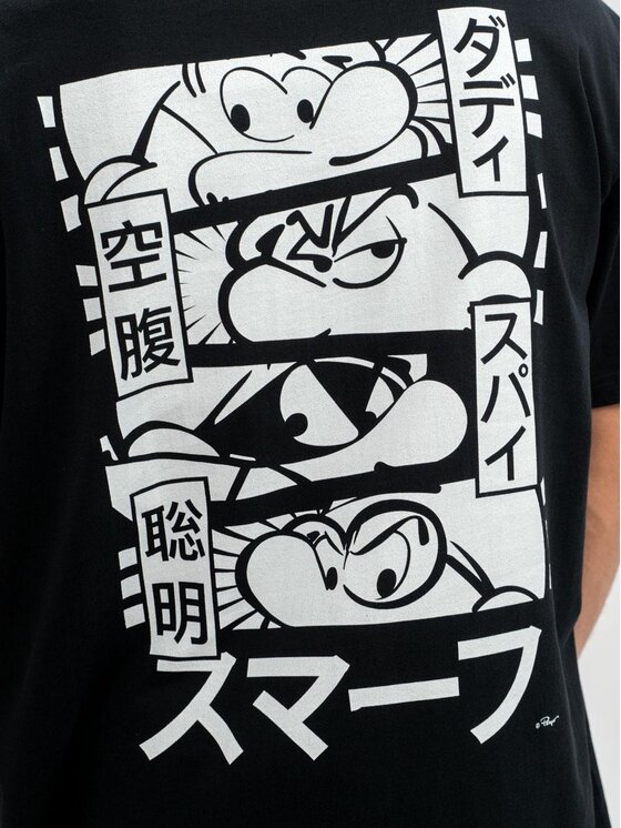 Smerfy Smerfy T-Shirt Koszulka Z Krótkim Rękawem Oversize Męska Czarna Smerfy Cartoon L Czarny Oversize