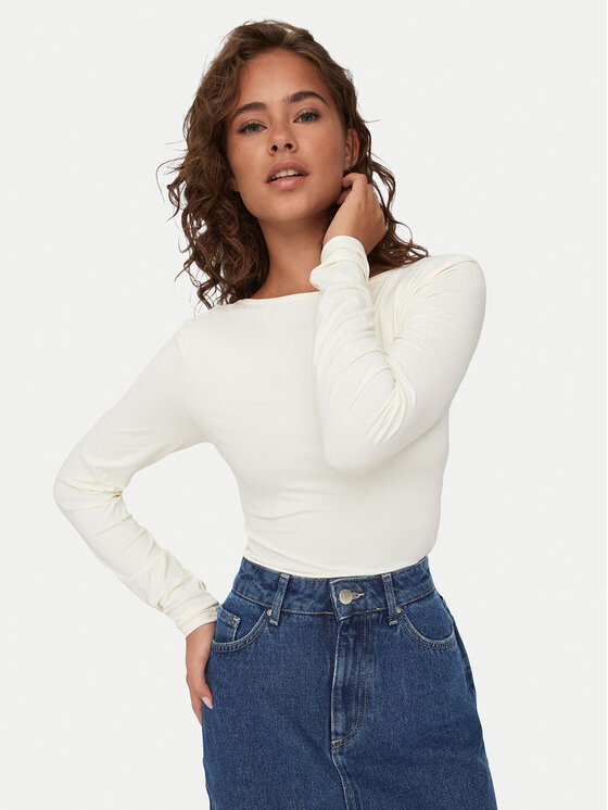 ONLY ONLY Majica Lea 15302647 Bijela Slim Fit