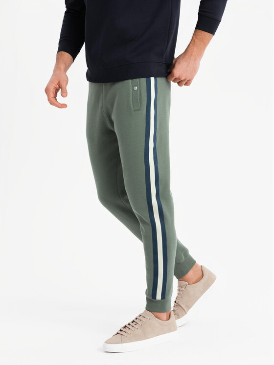 Ombre Ombre Spodnie dresowe OM-PASK-0258 Khaki Regular Fit