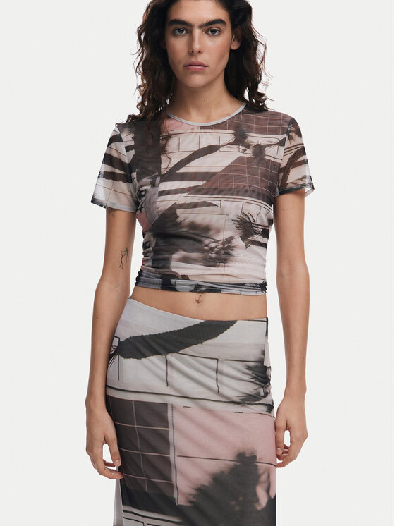 Desigual Desigual tylová sukňa 25SWFK05 Farebná Regular Fit