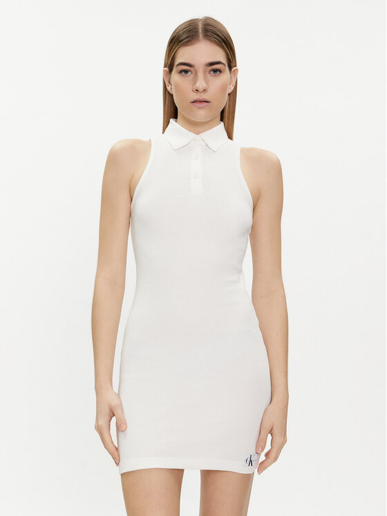Calvin Klein Jeans Rochie de vară J20J223416 Écru Slim Fit