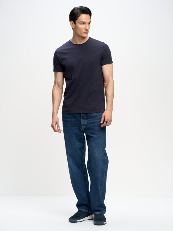 BIG STAR BIG STAR T-Shirt BASIC_403_150 Granatowy Basic Fit