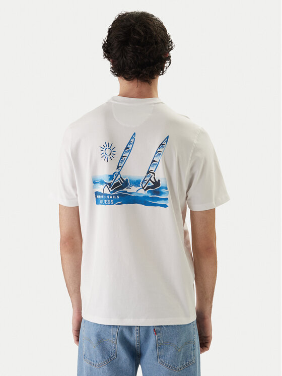 Guess Guess T-Shirt GUESS x NORTH SAILS M6GI46 K3495 Biały Regular Fit