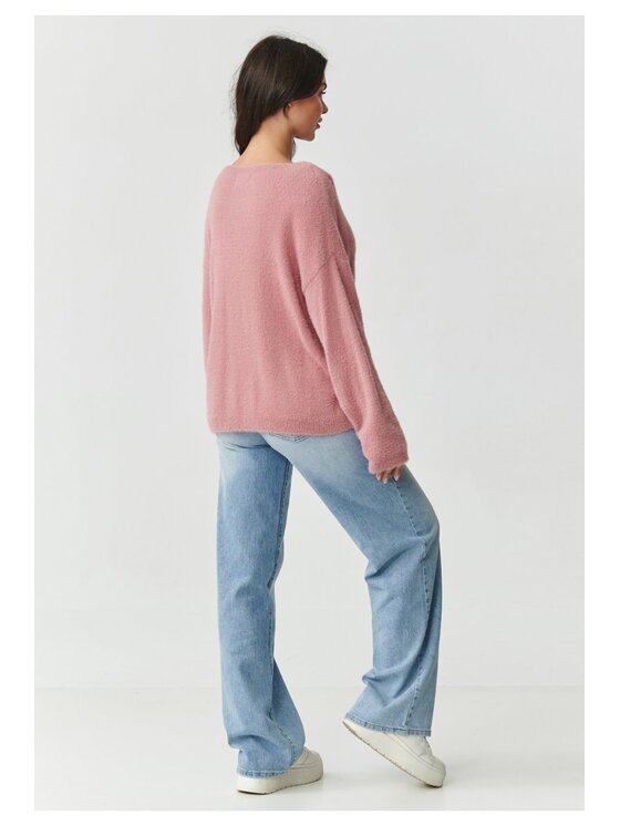 Makadamia Makadamia Sweter S171 Różowy Boxy Fit