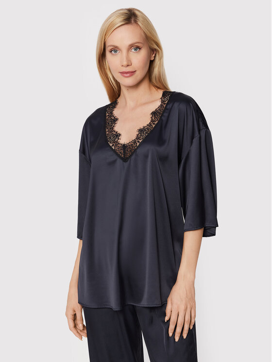 Simone Pérèle Simone Pérèle Сорочка-піжама Satin Secrets 23H904 Cиній Relaxed Fit