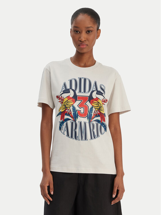 adidas Tricou Farm Rio Graphic KD4641 Écru Regular Fit