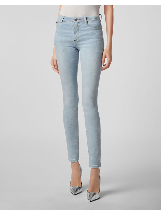 PHILIPP PLEIN PHILIPP PLEIN Jegginsy 21883 Niebieski jasny Jegging Fit
