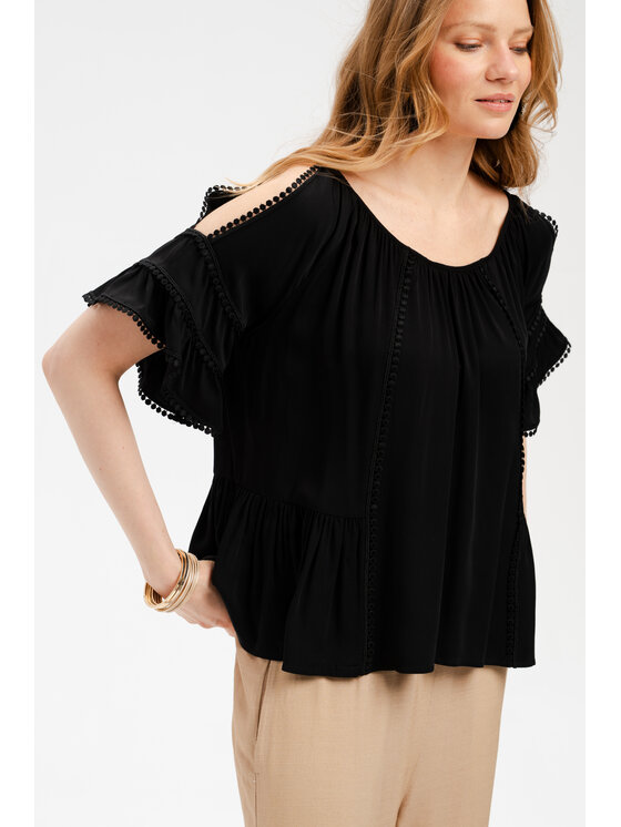 blue shadow blue shadow Bluzka Nannie Czarny Regular Fit