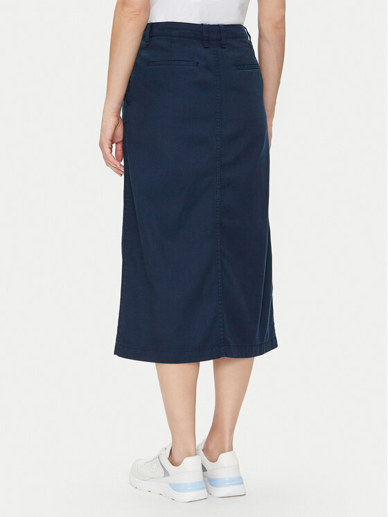 Tommy Hilfiger Tommy Hilfiger Midi sukně Co Blend Midi Skirt WW0WW44726 Tmavomodrá Regular Fit