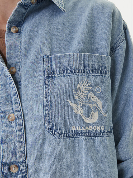 Billabong Billabong Τζιν πουκάμισο Down The Coast EBJWT00122 Μπλε Oversize