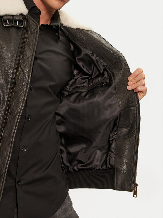 HUGO Hugo Lederjacke Loran 50521030 Schwarz Regular Fit