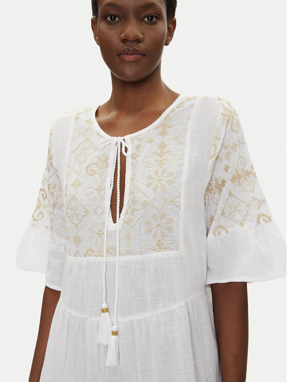 Iconique Iconique Φόρεμα καλοκαιρινό IC25-018 Λευκό Relaxed Fit