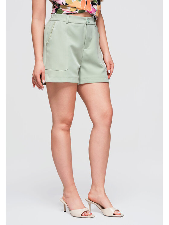 Ombre Ombre Szorty materiałowe OW-ST-E0009 Zielony Relaxed Fit