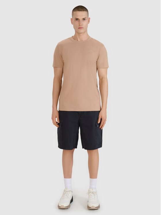 4F 4F T-Shirt 4FWspring_summer_2025TTSHM2074 Beżowy jasny Regular Fit
