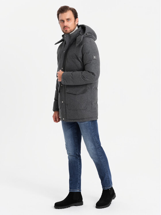 Ombre Ombre Parka OM-JALJ-0217 Czarny Regular Fit