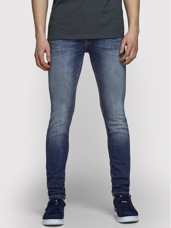 Jack&Jones Džinsi Liam 12166854 Tumši zils Skinny Fit