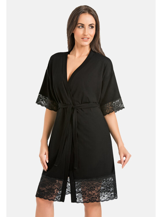 Teyli Teyli Szlafrok 224 Czarny Standard Fit
