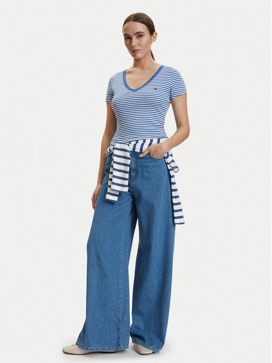 Tommy Jeans Tommy Jeans Marškinėliai DW0DW17385 Mėlyna Slim Fit