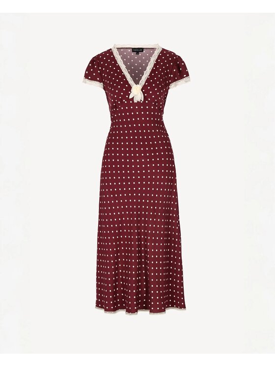 CASTELLANI CASTELLANI Sukienka codzienna Sukienka Polka Bordowy Regular Fit