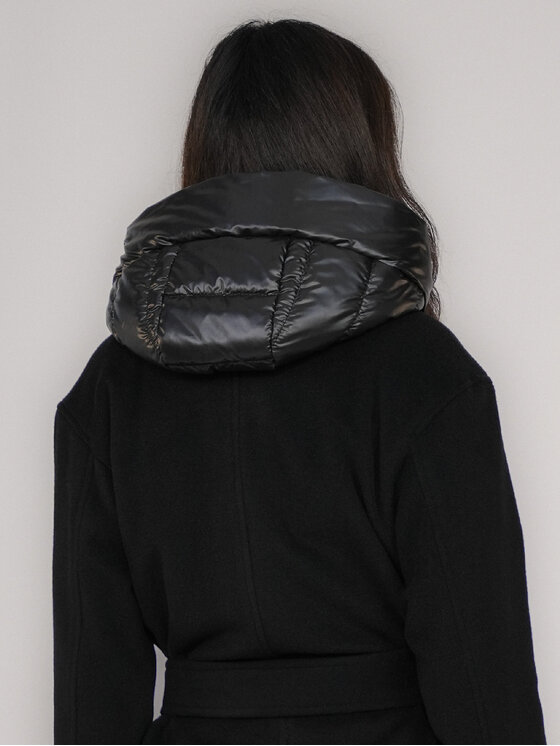 FAN LEATHER FAN LEATHER Płaszcz przejściowy Krótki Wełniany z Podpinką Czarny Loose Fit