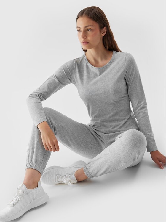 4F 4F Bluse 4FAW23TLONF167 Grau Slim Fit