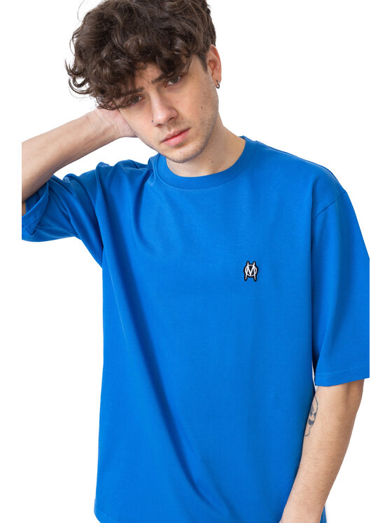 Mercur Mercur T-Shirt Monument Minilogo Niebieski Comfortable Fit