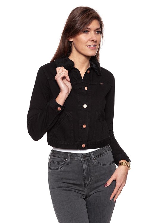 Wrangler Wrangler Kurtka damska STAR JACKET Czarny Regular Fit
