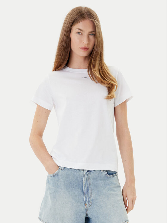 PINKO PINKO T-Shirt Basico 100373 A2RE Biały Regular Fit
