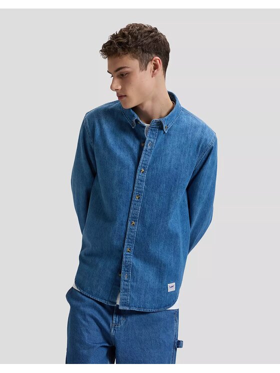 Lee Lee Koszula CLEAN WW BUTTON DOWN Niebieski Relaxed Fit