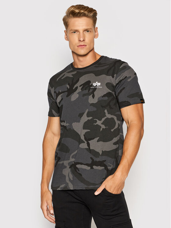 Alpha Industries T-krekls Backprint T Camo 128507C Melns Regular Fit