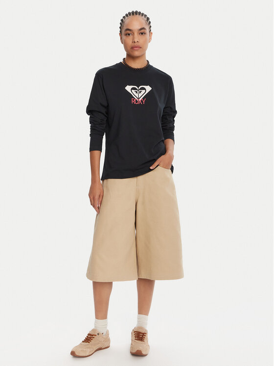 Roxy Roxy Majica Hangloose Art Ls ERJZT06035 Crna Regular Fit