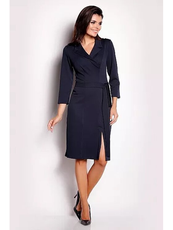 Awama Awama Úpletové šaty A151 Tmavomodrá Basic Fit