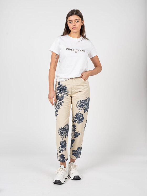 PINKO PINKO Παντελόνι υφασμάτινο 1J10T4 Y883 Λευκό Regular Fit
