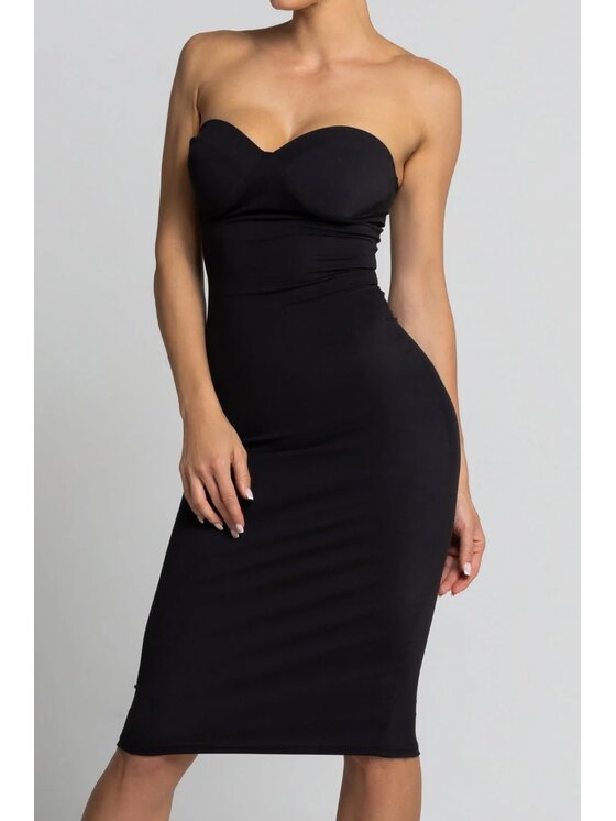 Chiara Wear Chiara Wear Sukienka codzienna Sukienka midi gorsetowa SKIN Czarny Slim Fit