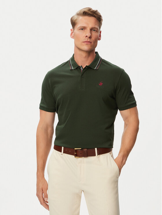 Beverly Hills Polo Club Tricou polo P-SS26M-P450111 Verde închis Regular Fit