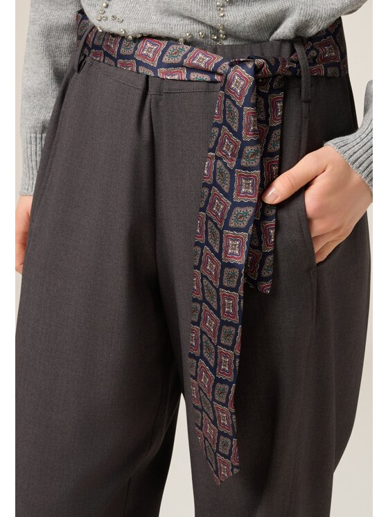 Oltre Oltre Pantaloni di tessuto P03DR009351N013 Grigio Baggy Fit