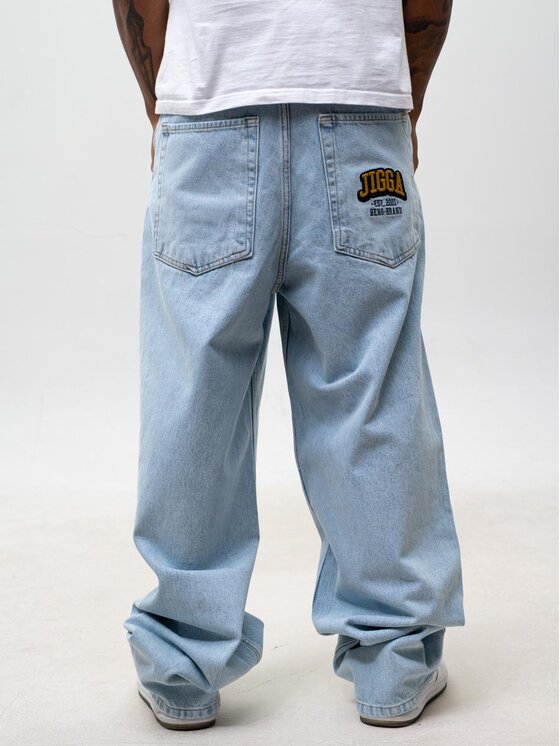 Jigga Wear Jigga Wear Jeansy Szerokie luźne streetwear uliczne premium 129196 Niebieski jasny Baggy Fit