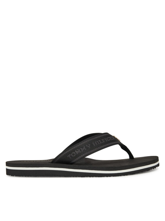 Tommy Hilfiger Tommy Hilfiger Джапанки Hilfiger Webbing Beach Sandal FW0FW08515 Черен