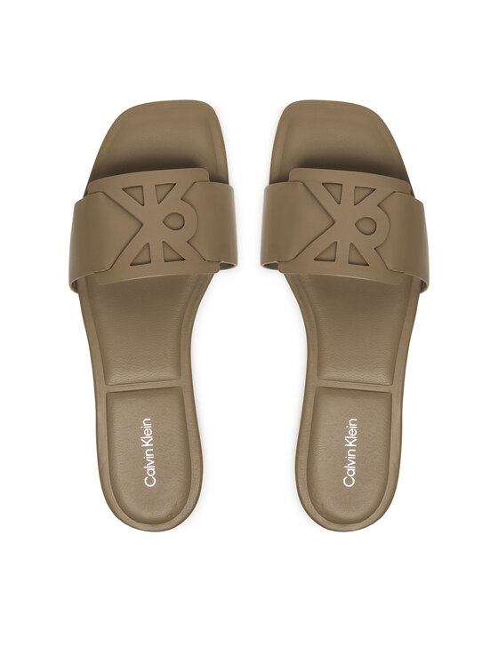 Calvin Klein Calvin Klein Plätud Square Flat Sandal Emblem HW0HW03128 Beež