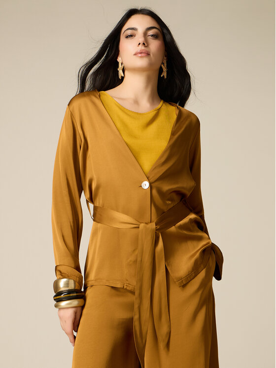 Oltre Oltre Marynarka R044R002356N037 Złoty Regular Fit
