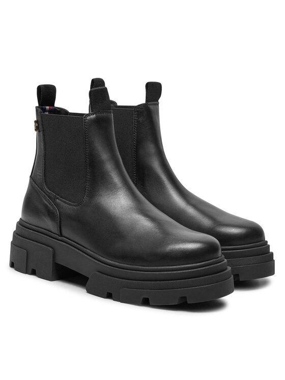 Tommy Hilfiger Tommy Hilfiger Kotníková obuv s elastickým prvkem Combat FW0FW08089 Černá