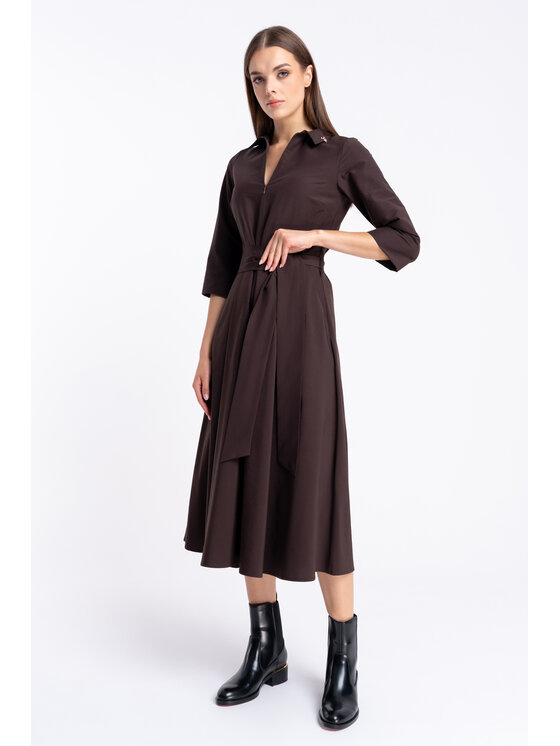 CLICK CLICK Každodenní šaty 60-6157 Hnědá Regular Fit